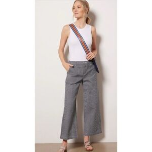 Evereve Maggie Railroad Pants Blue and white pinstripes Wide leg High rise